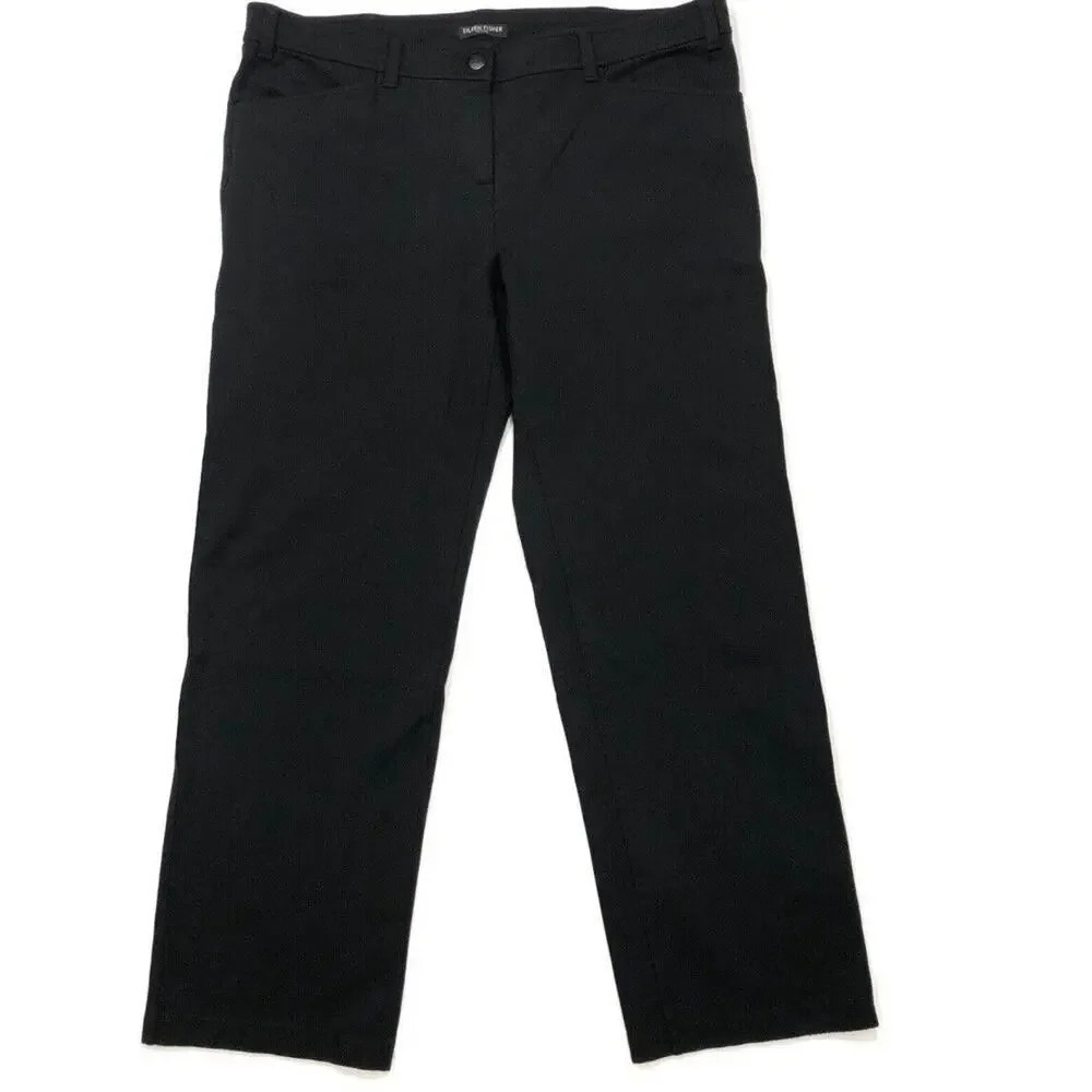 EILEEN FISHER Black Ponte Heavyweight Stretch Pants Women's Size Medium N0875